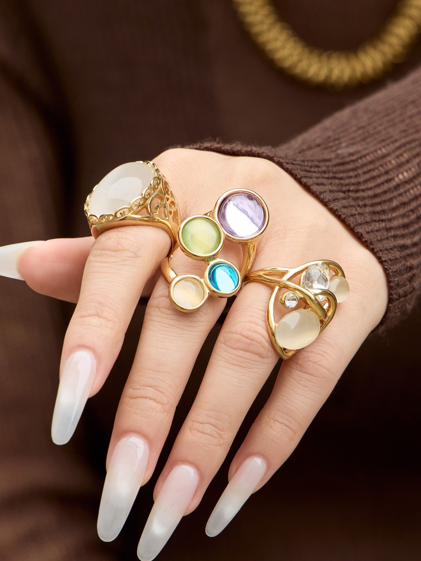 Cat Eye Stone Open Ring