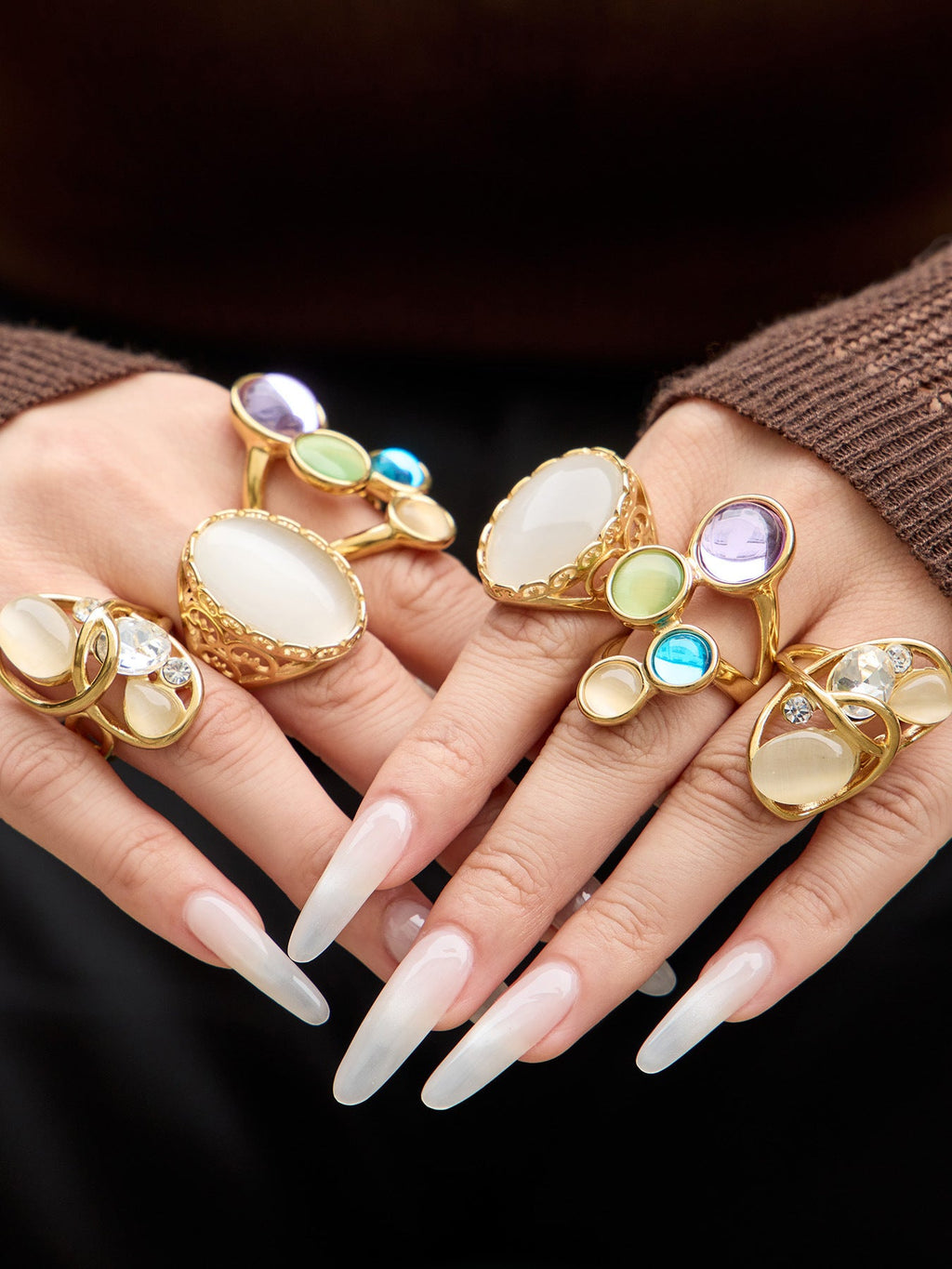 Cat Eye Stone Open Ring