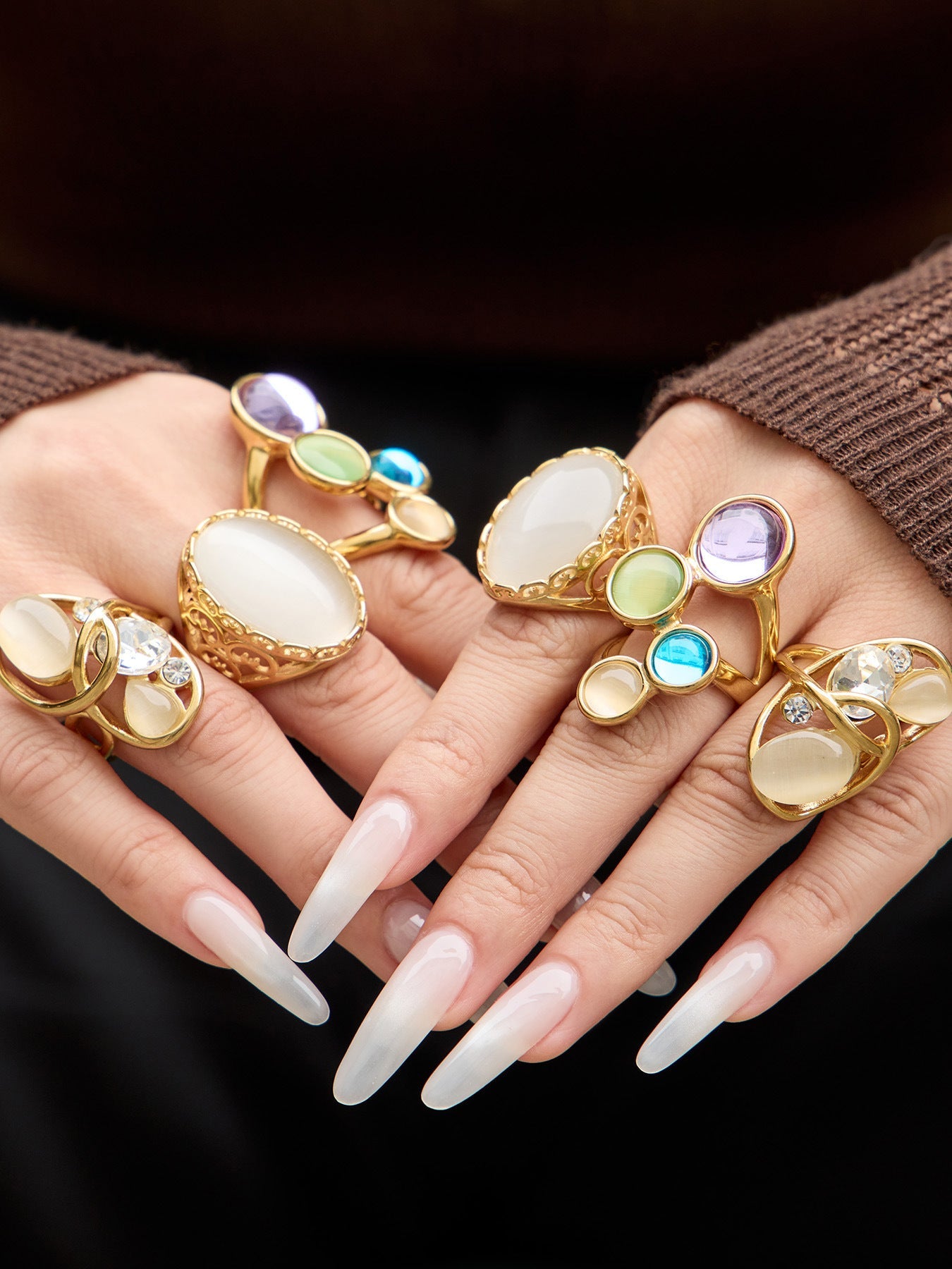 Cat Eye Stone Open Ring
