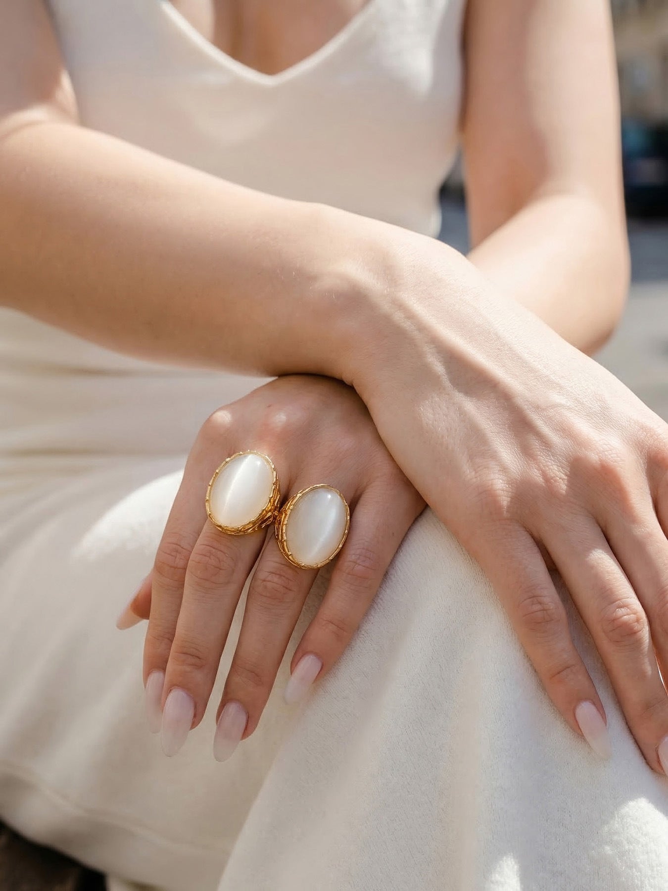 Cat Eye Stone Open Ring