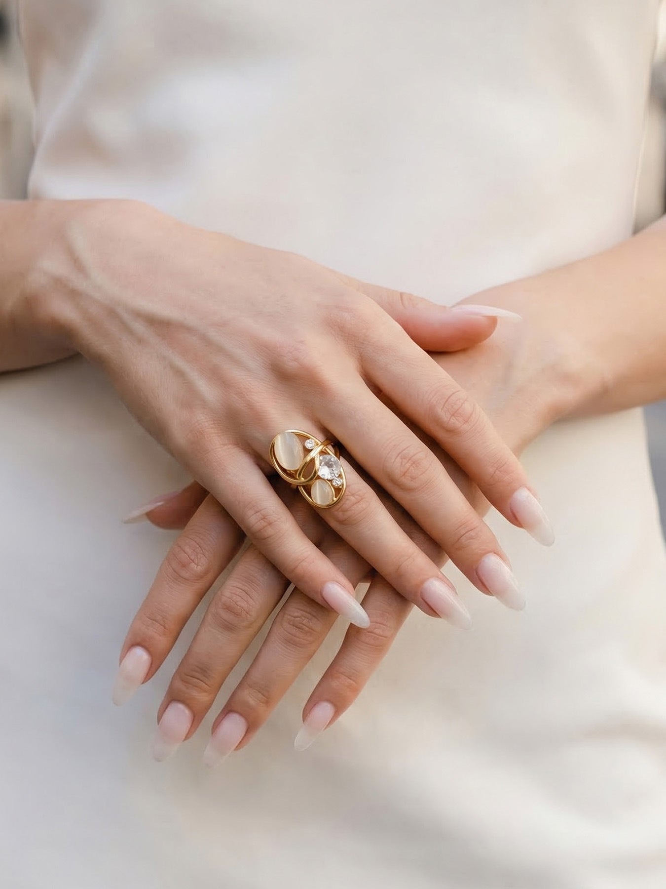 Cat Eye Stone Open Ring