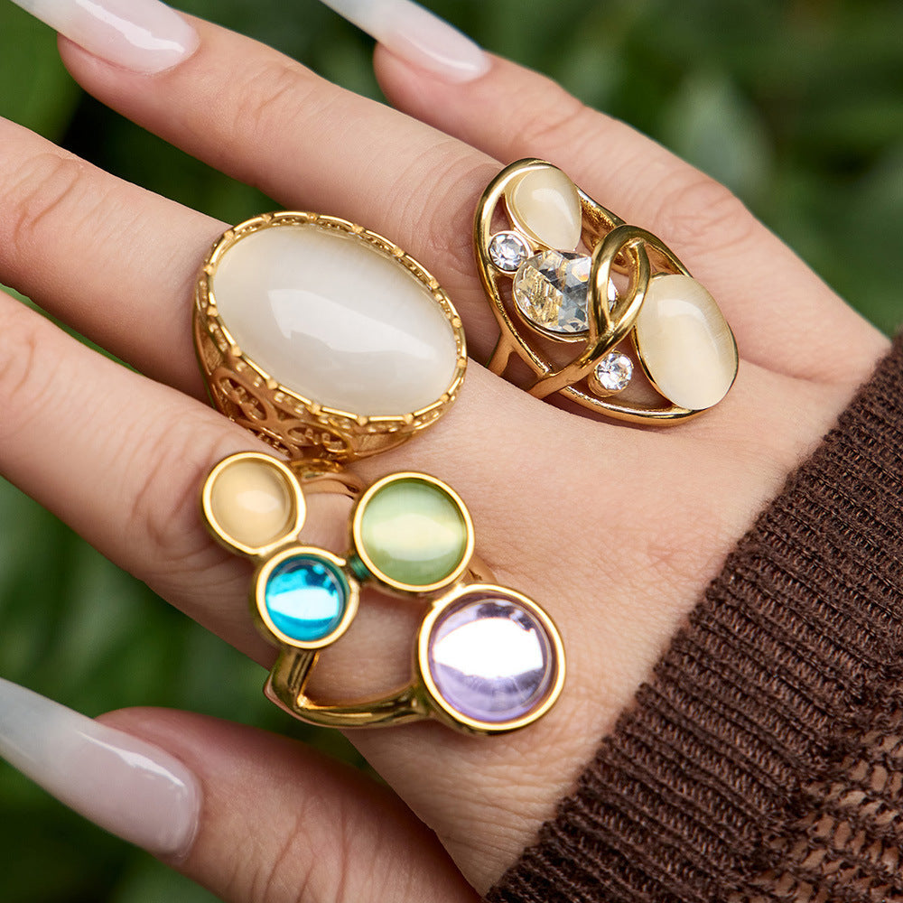 Cat Eye Stone Open Ring