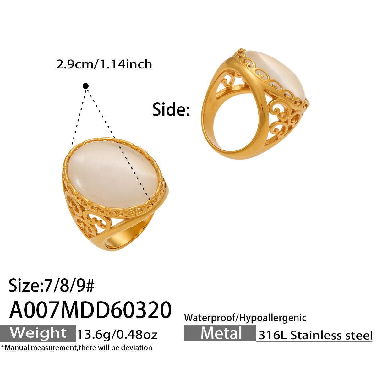 Cat Eye Stone Open Ring