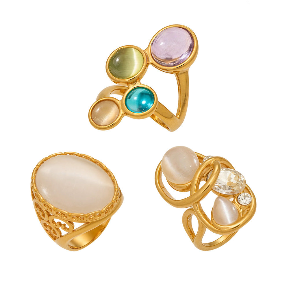 Cat Eye Stone Open Ring