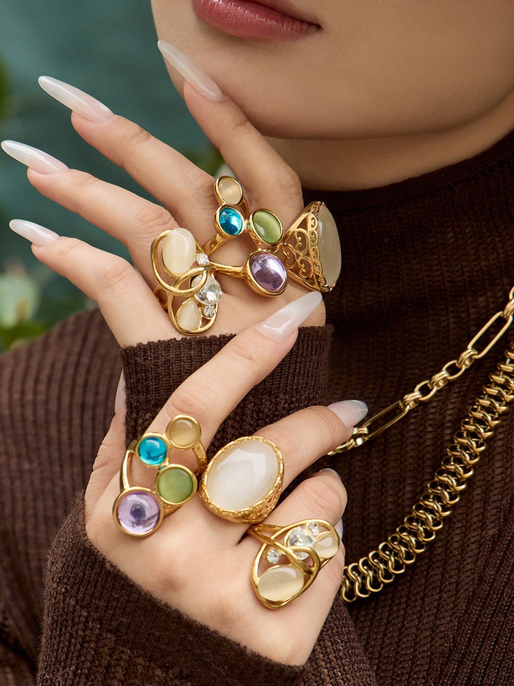 Cat Eye Stone Open Ring