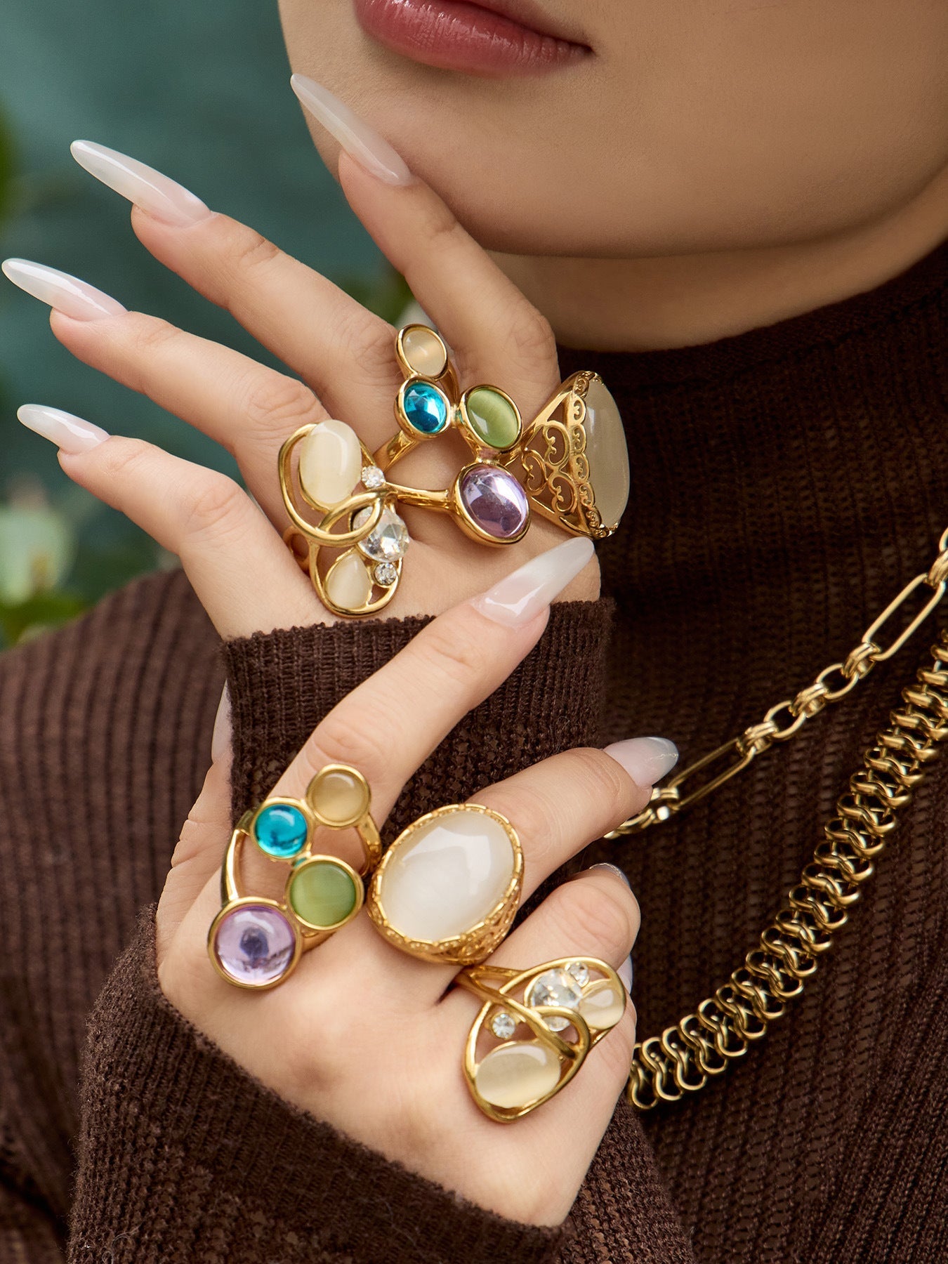 Cat Eye Stone Open Ring