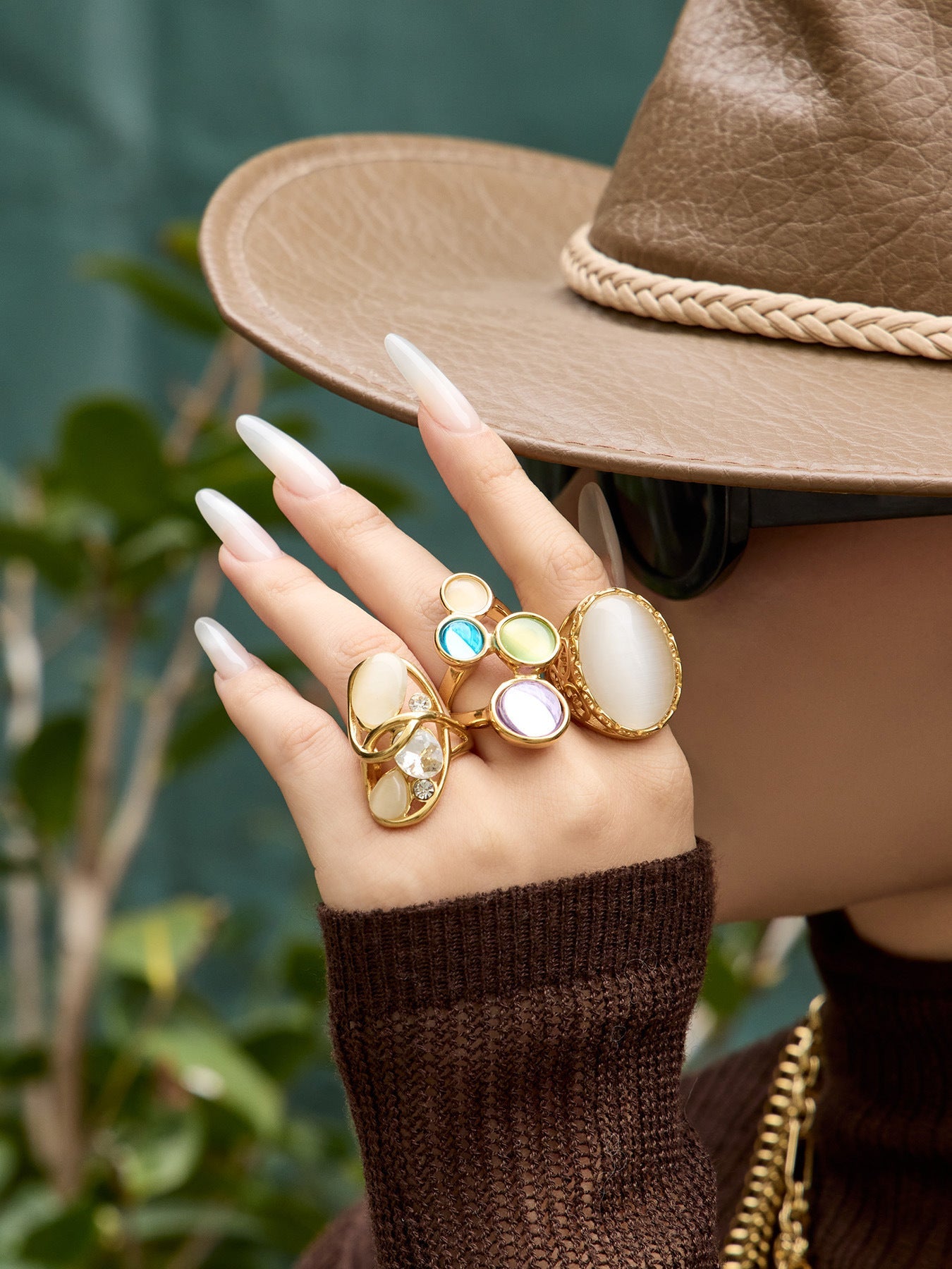 Cat Eye Stone Open Ring