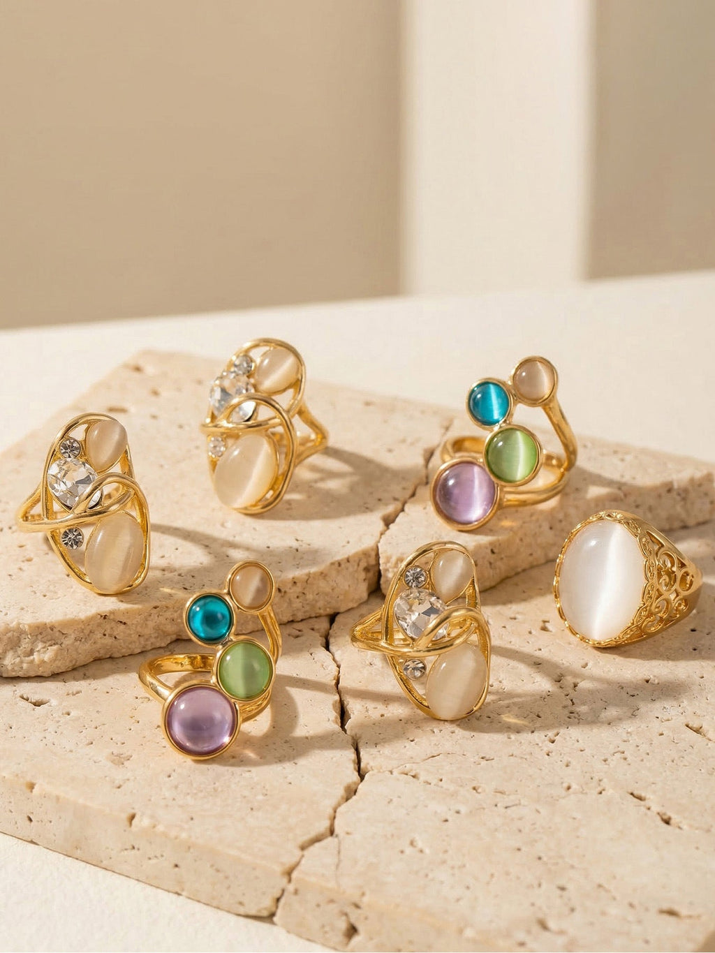 Cat Eye Stone Open Ring