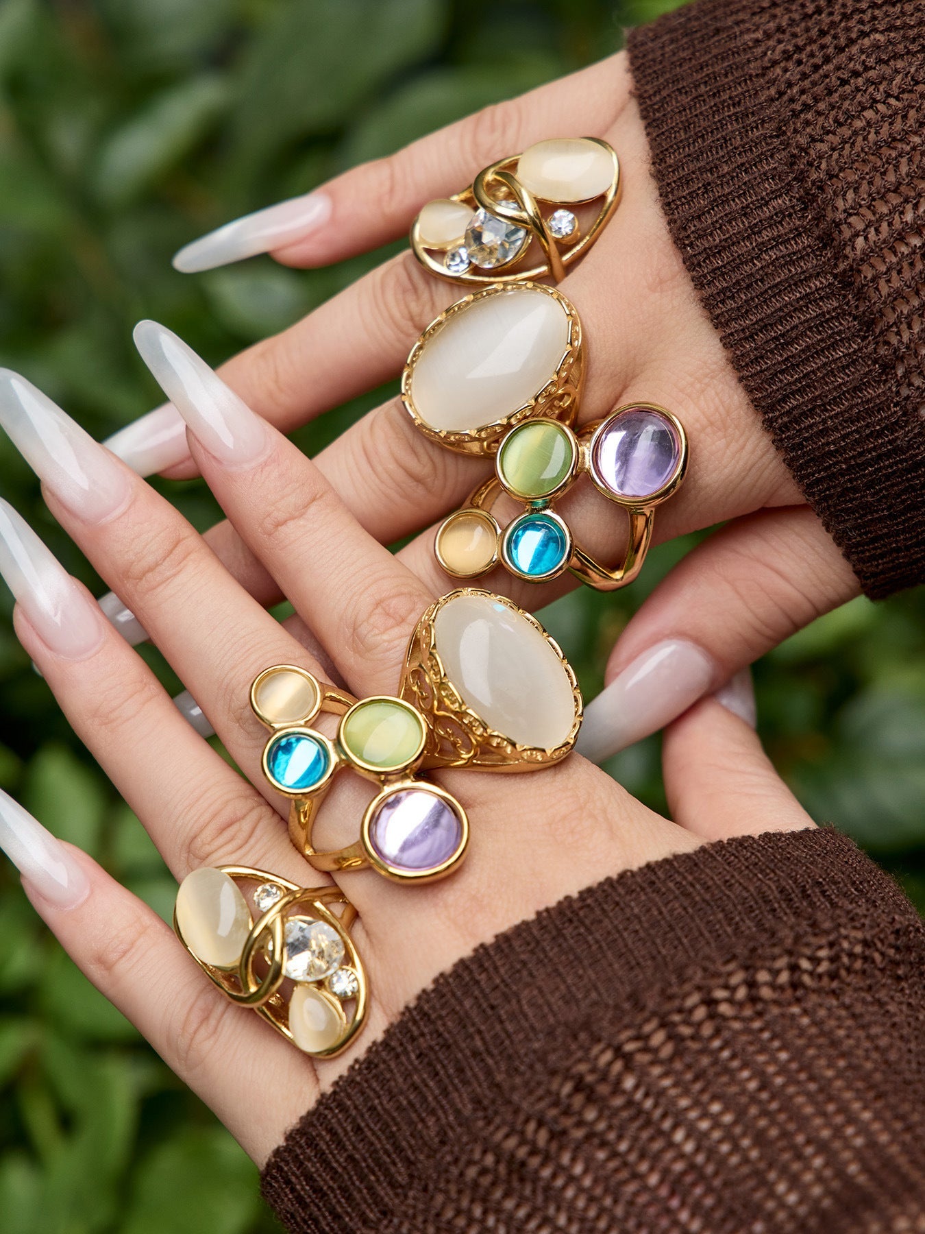 Cat Eye Stone Open Ring