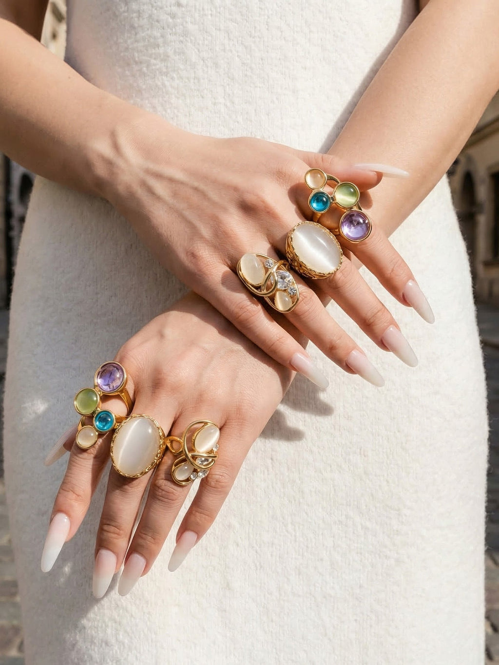Cat Eye Stone Open Ring