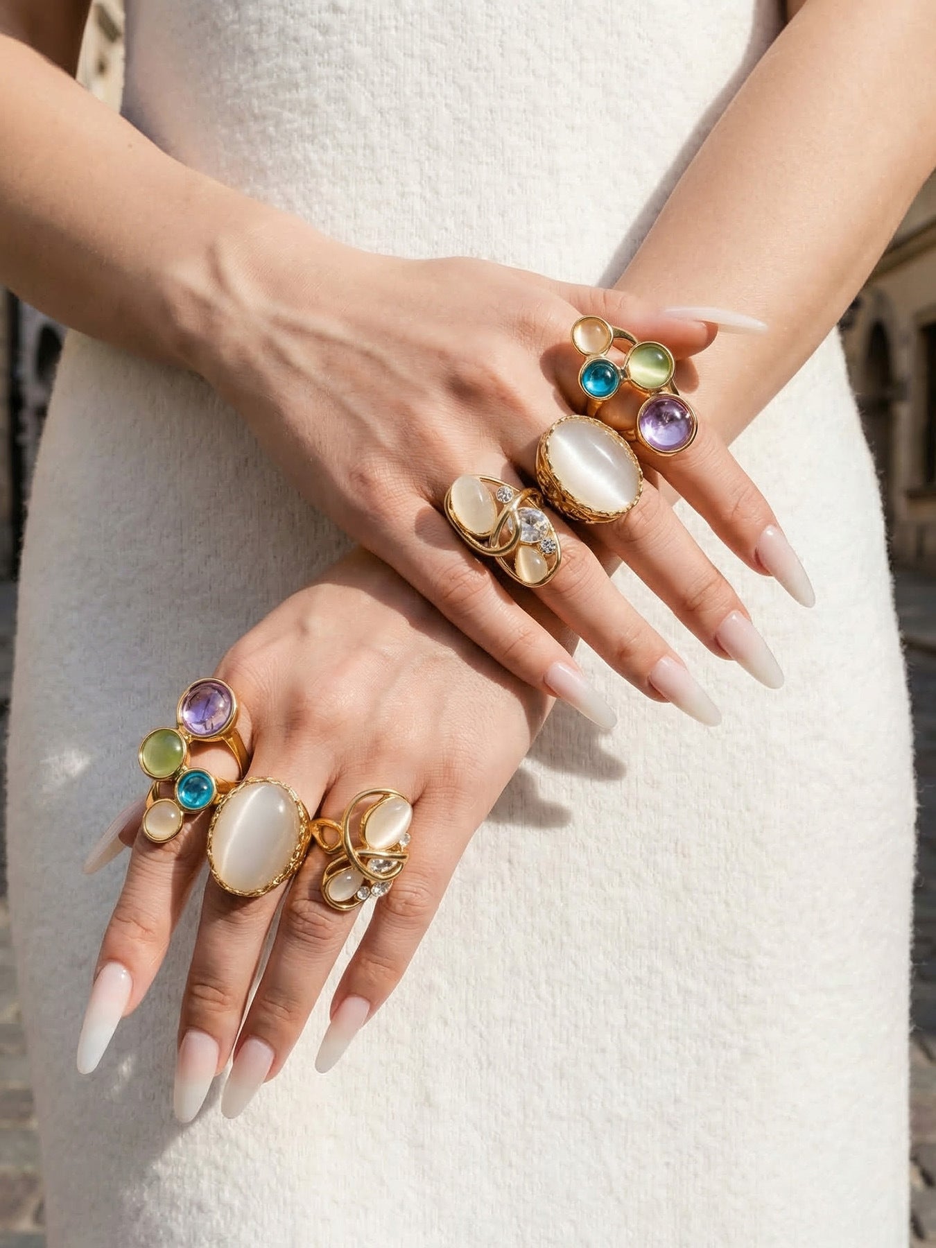 Cat Eye Stone Open Ring