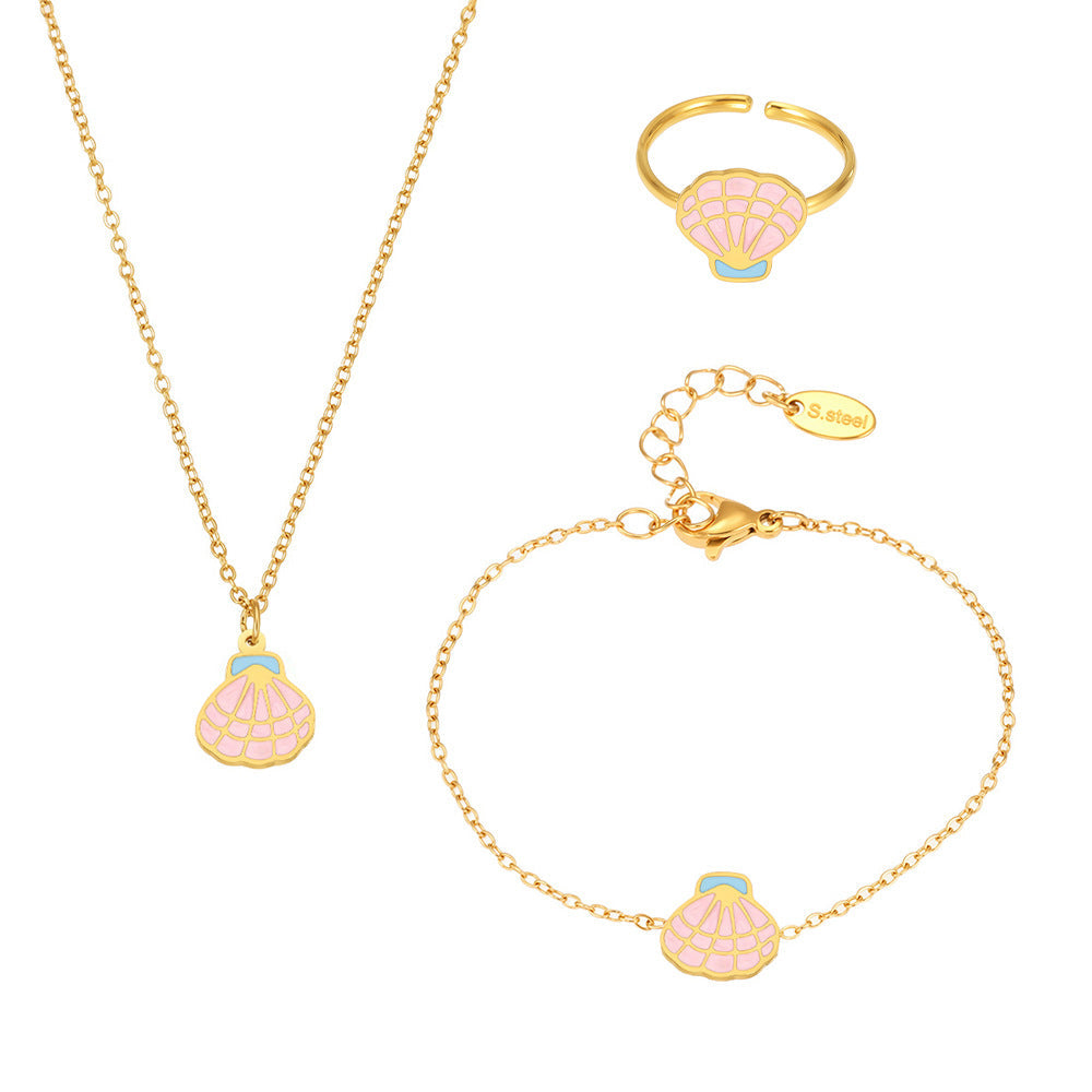 Pink Princess Shell Jewelry Set | Necklace, Bracelet & Anklet