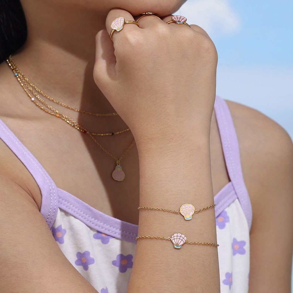 Pink Princess Shell Jewelry Set | Necklace, Bracelet & Anklet
