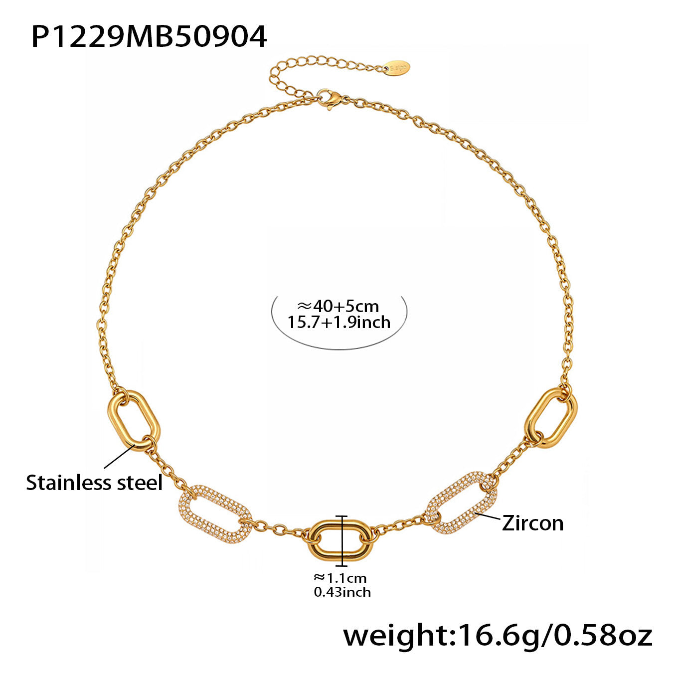Rectangle Zircon Pendant Necklace