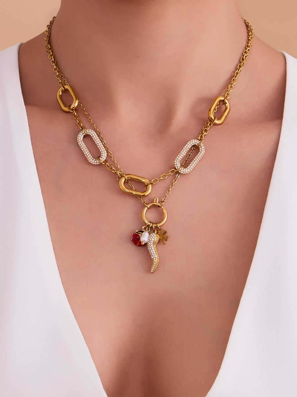 Rectangle Zircon Pendant Necklace