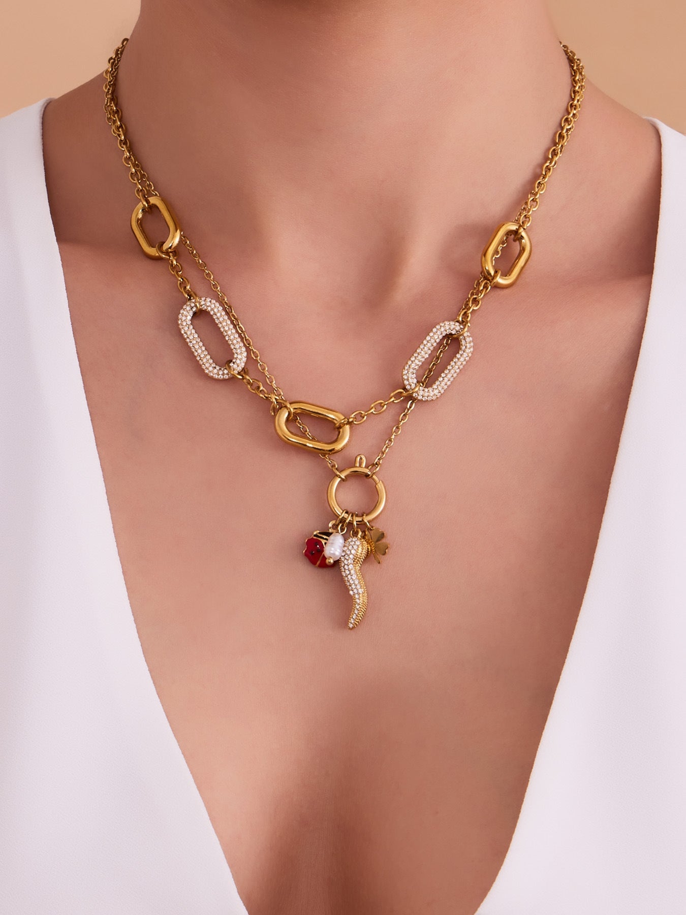 Rectangle Zircon Pendant Necklace