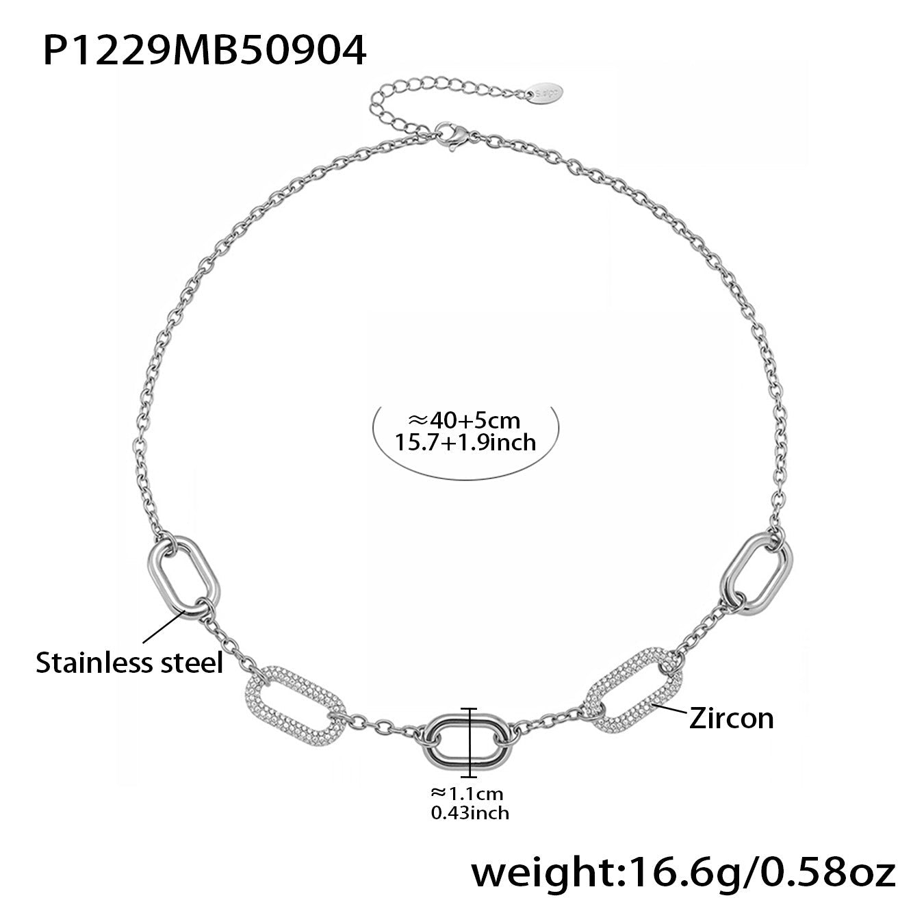 Rectangle Zircon Pendant Necklace