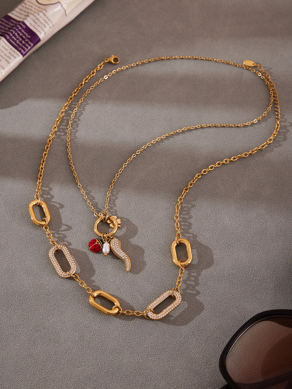 Rectangle Zircon Pendant Necklace