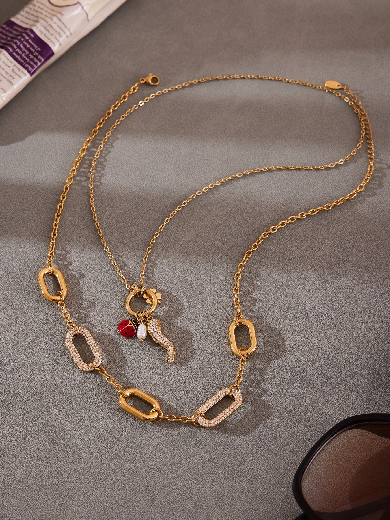 Rectangle Zircon Pendant Necklace