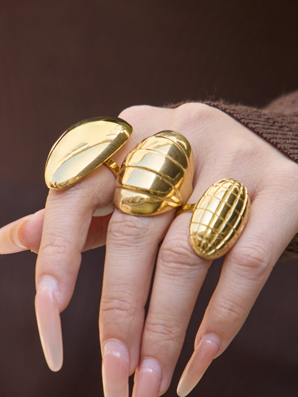 Textured Oval Drop Ring