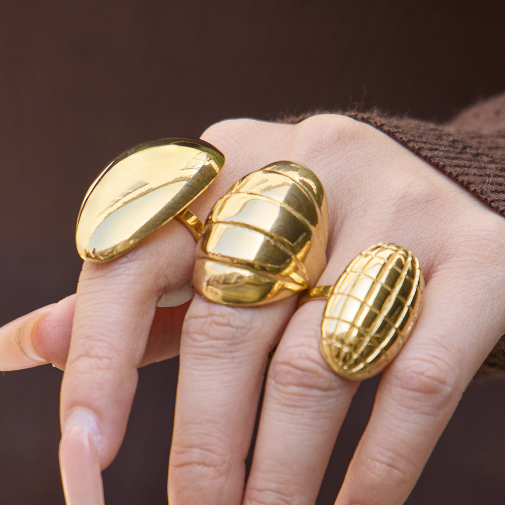 Textured Oval Drop Ring