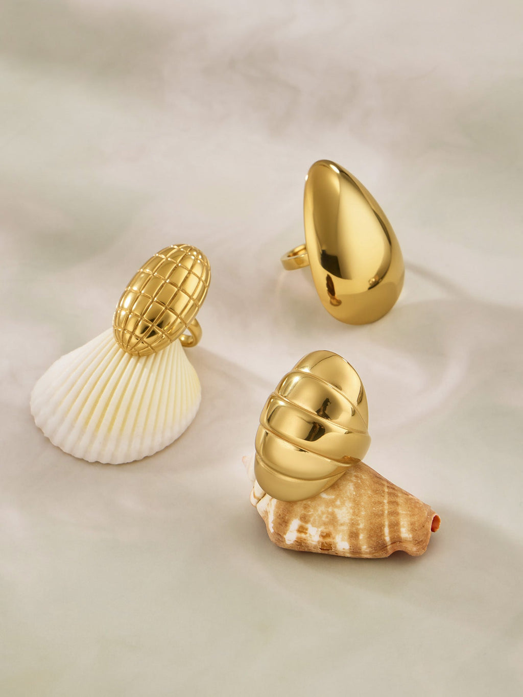 Textured Oval Drop Ring