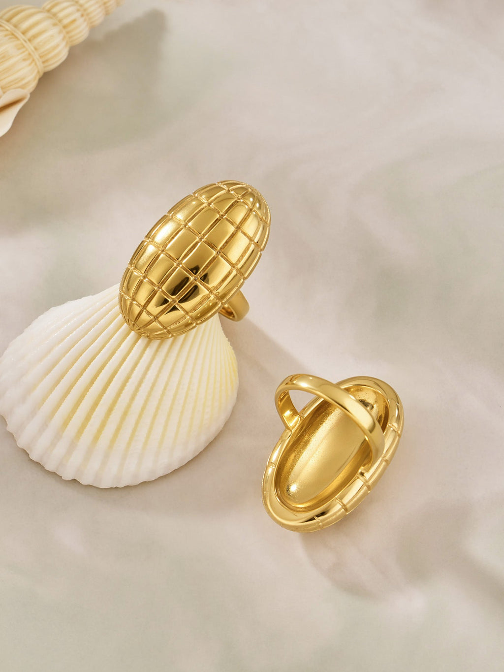 Textured Oval Drop Ring
