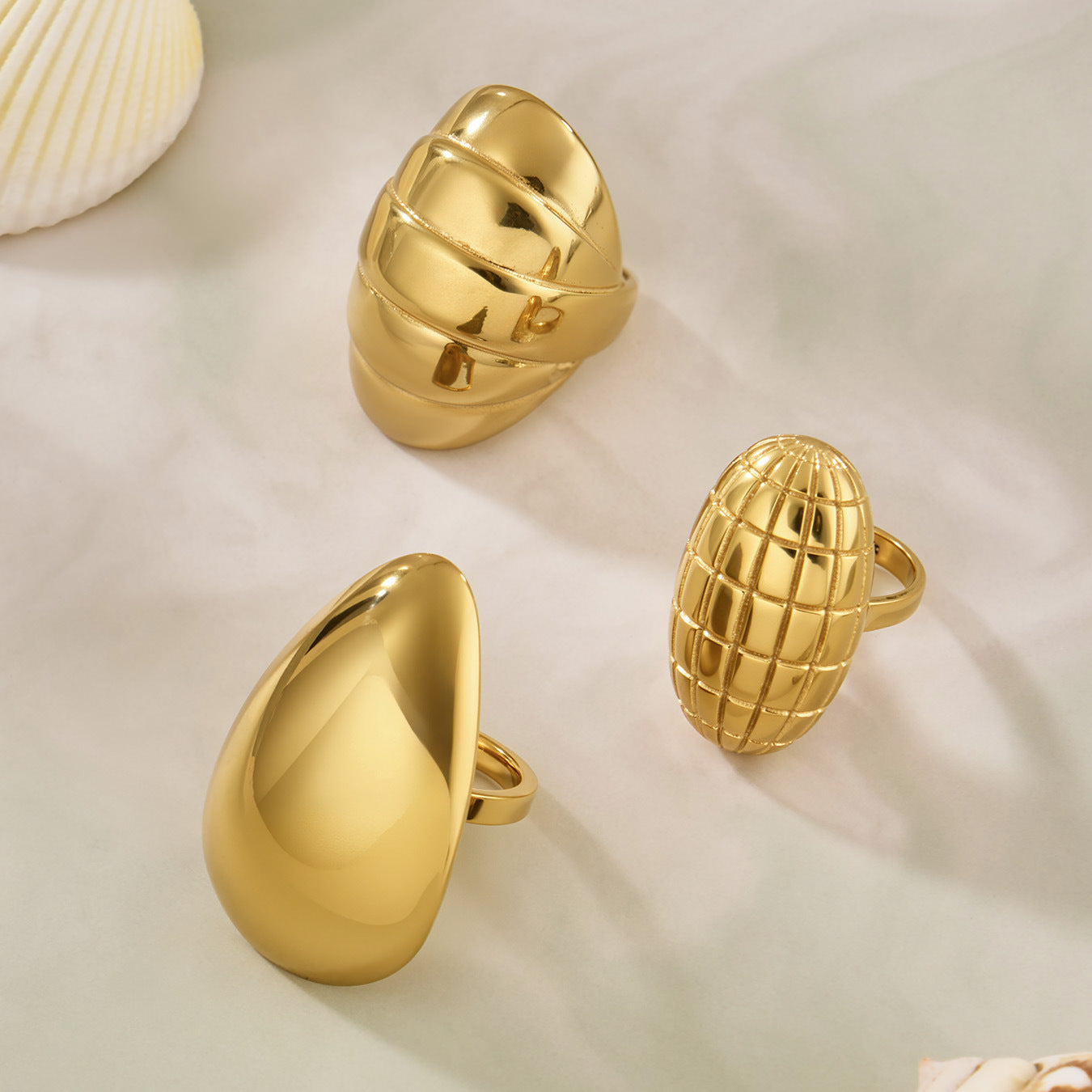 Textured Oval Drop Ring