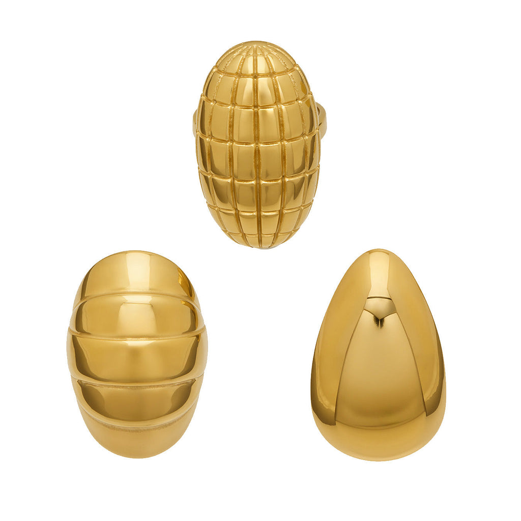 Textured Oval Drop Ring