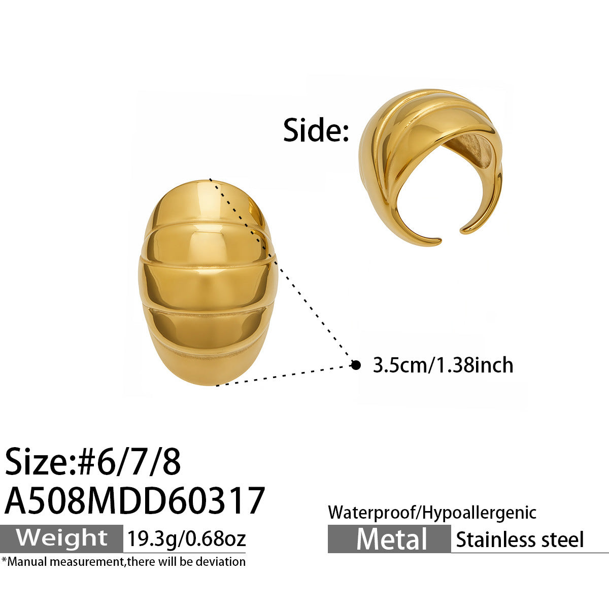 Textured Oval Drop Ring