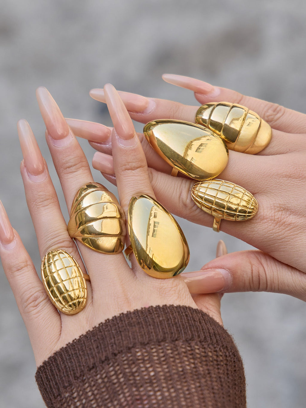 Textured Oval Drop Ring