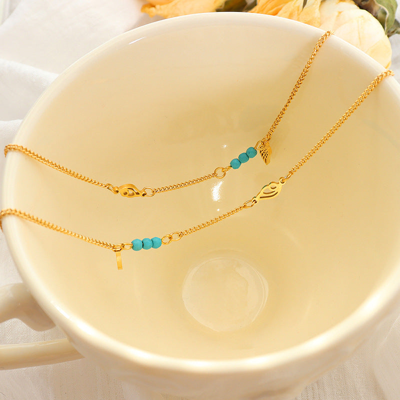 Turquoise Wing Minimalist Anklet | 18K Gold