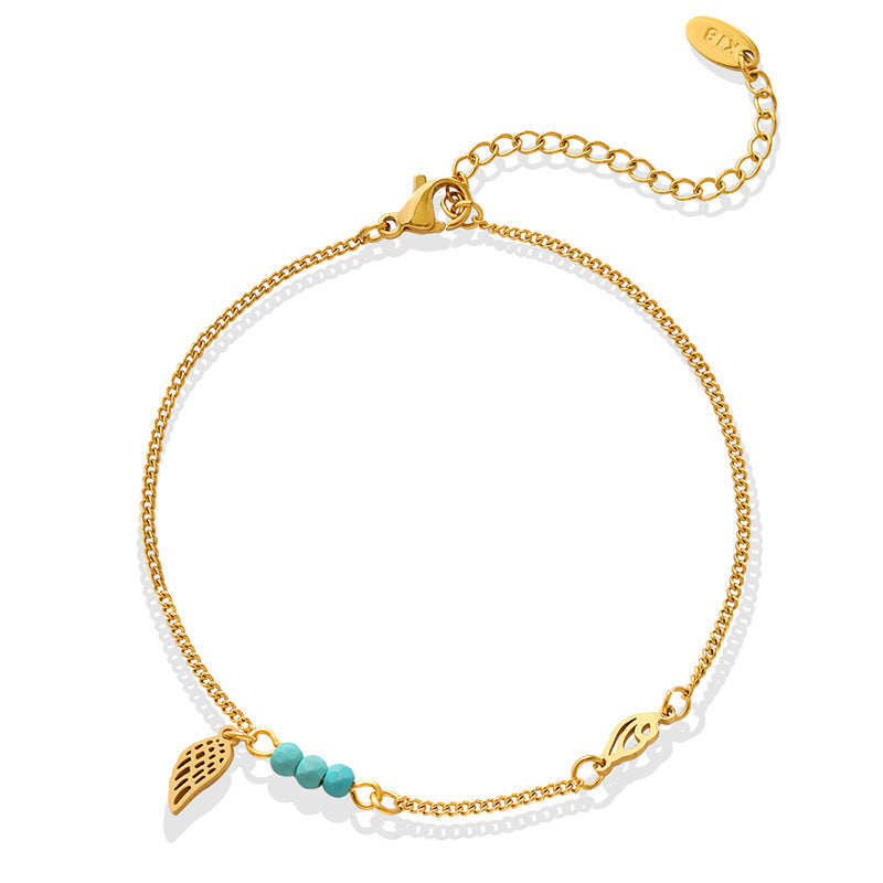 Turquoise Wing Minimalist Anklet | 18K Gold