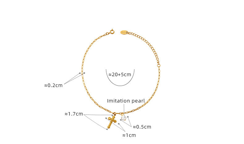 Cross & Pearl Anklet, Bracelet & Necklace Set | 18K Gold