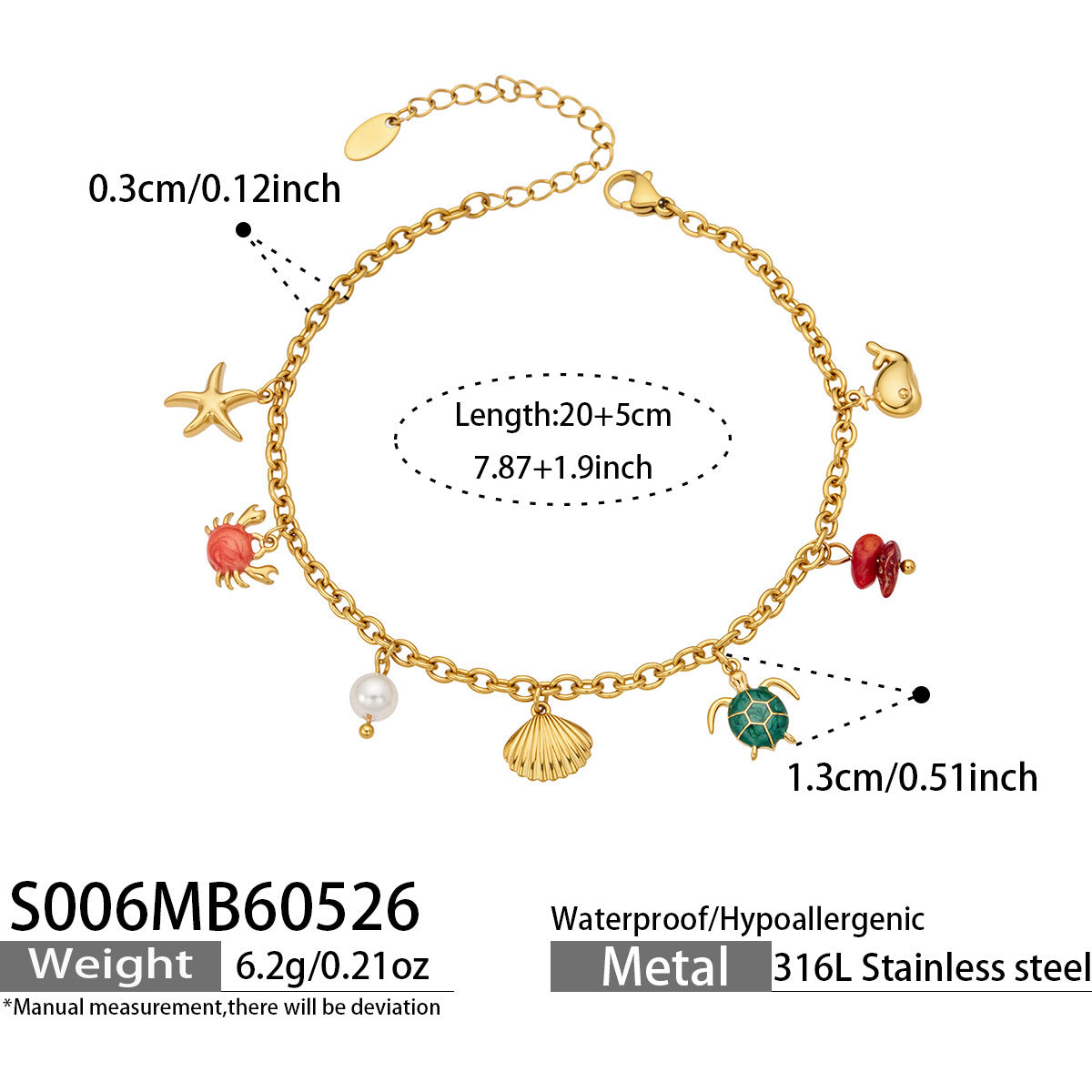 Ocean Vintage Faux Pearl Enamel Necklace & Anklet Set
