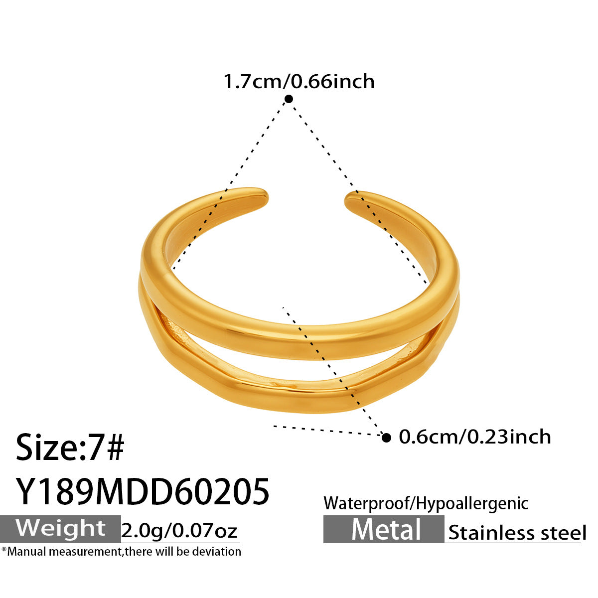 Wheat Motif Zircon Double-Layer Ring