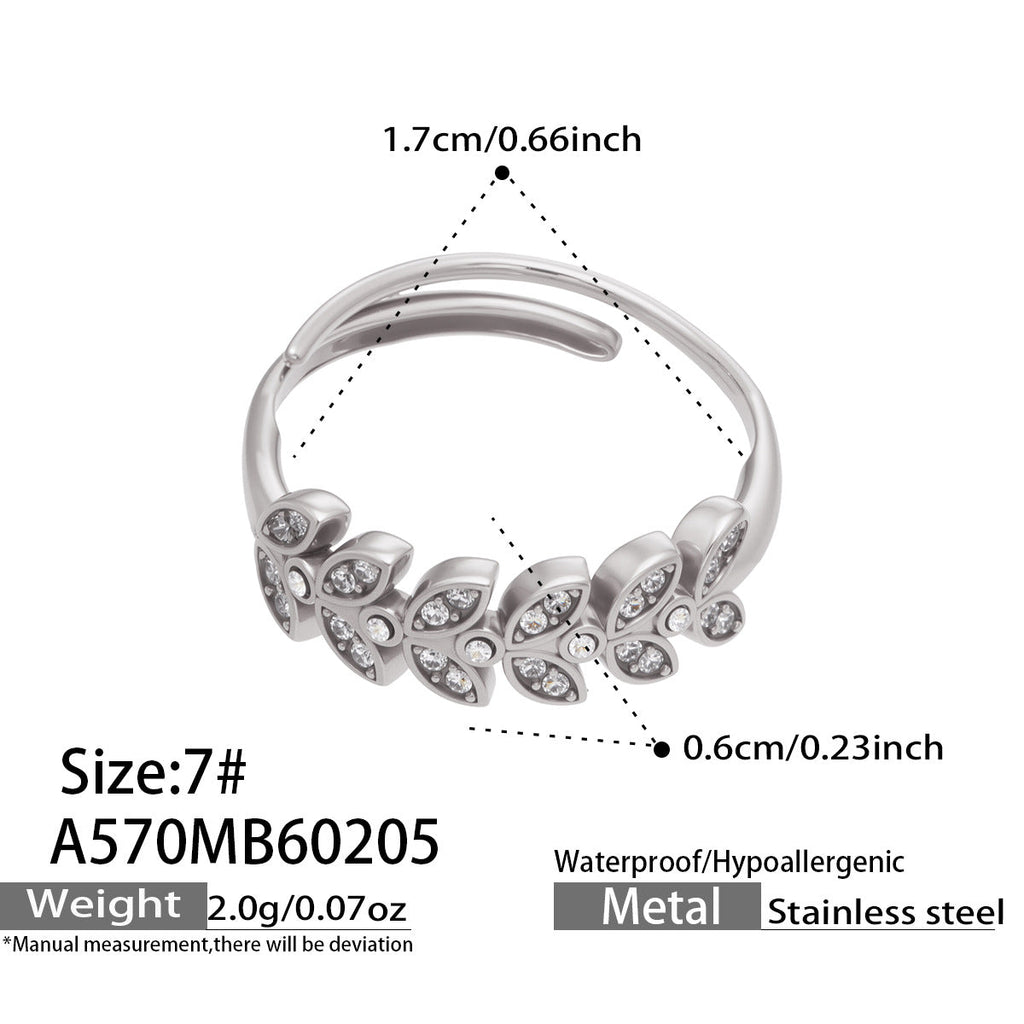 Wheat Motif Zircon Double-Layer Ring