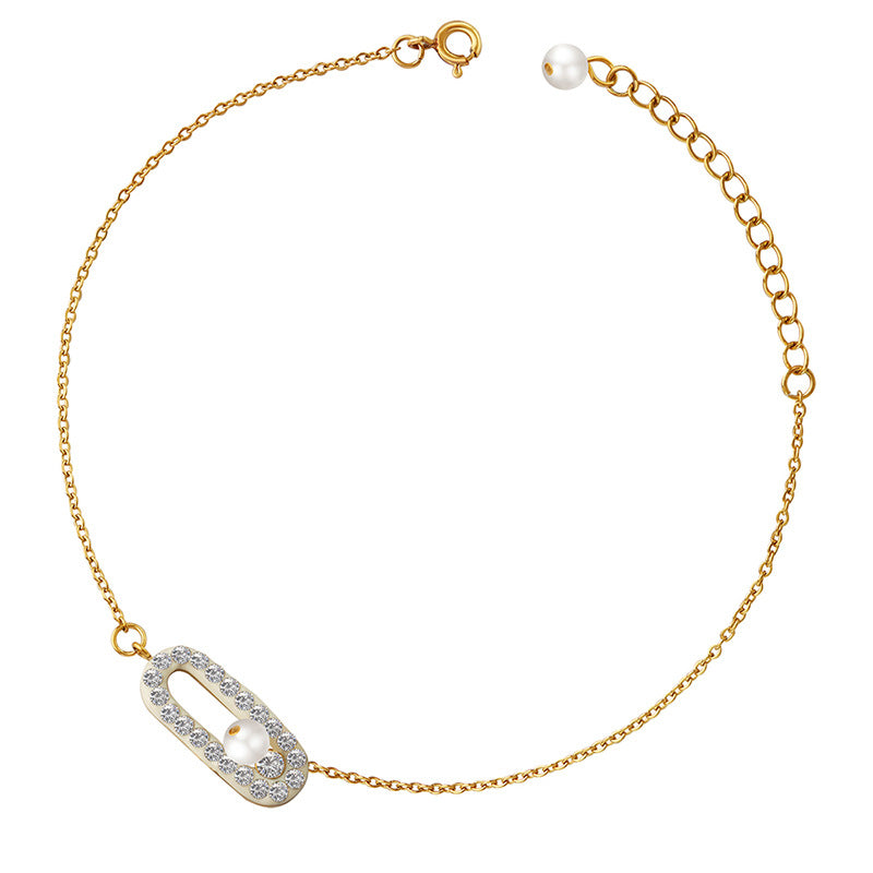 Zircon & Faux Pearl Light Luxury Anklet | 18K Gold
