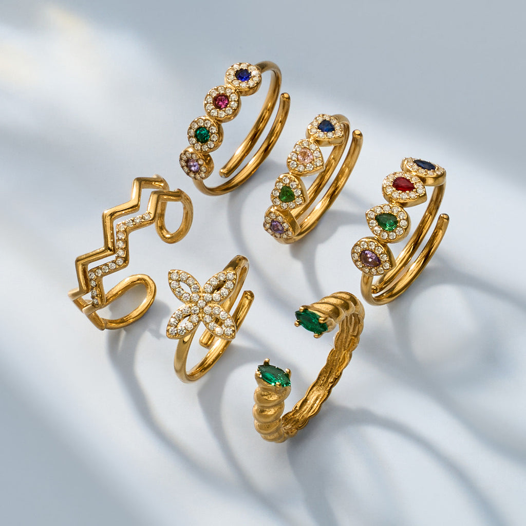 Zircon & Glass Stone Rings