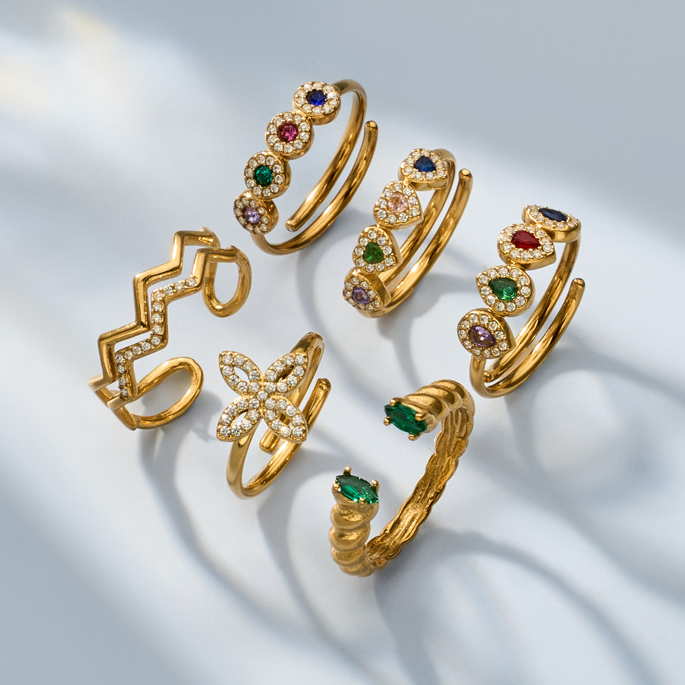Zircon & Glass Stone Rings