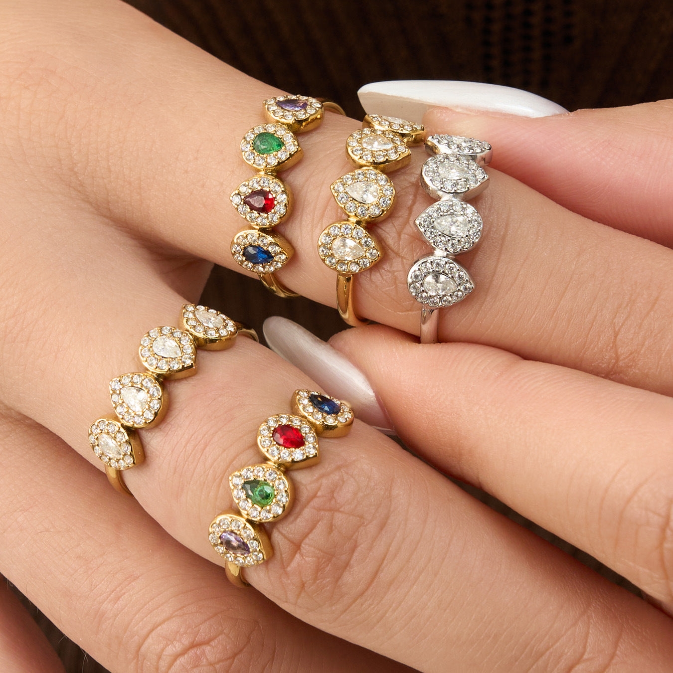 Zircon & Glass Stone Rings