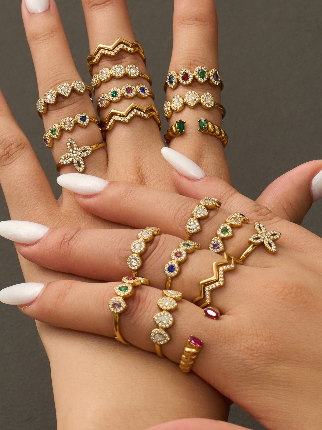 Zircon & Glass Stone Rings