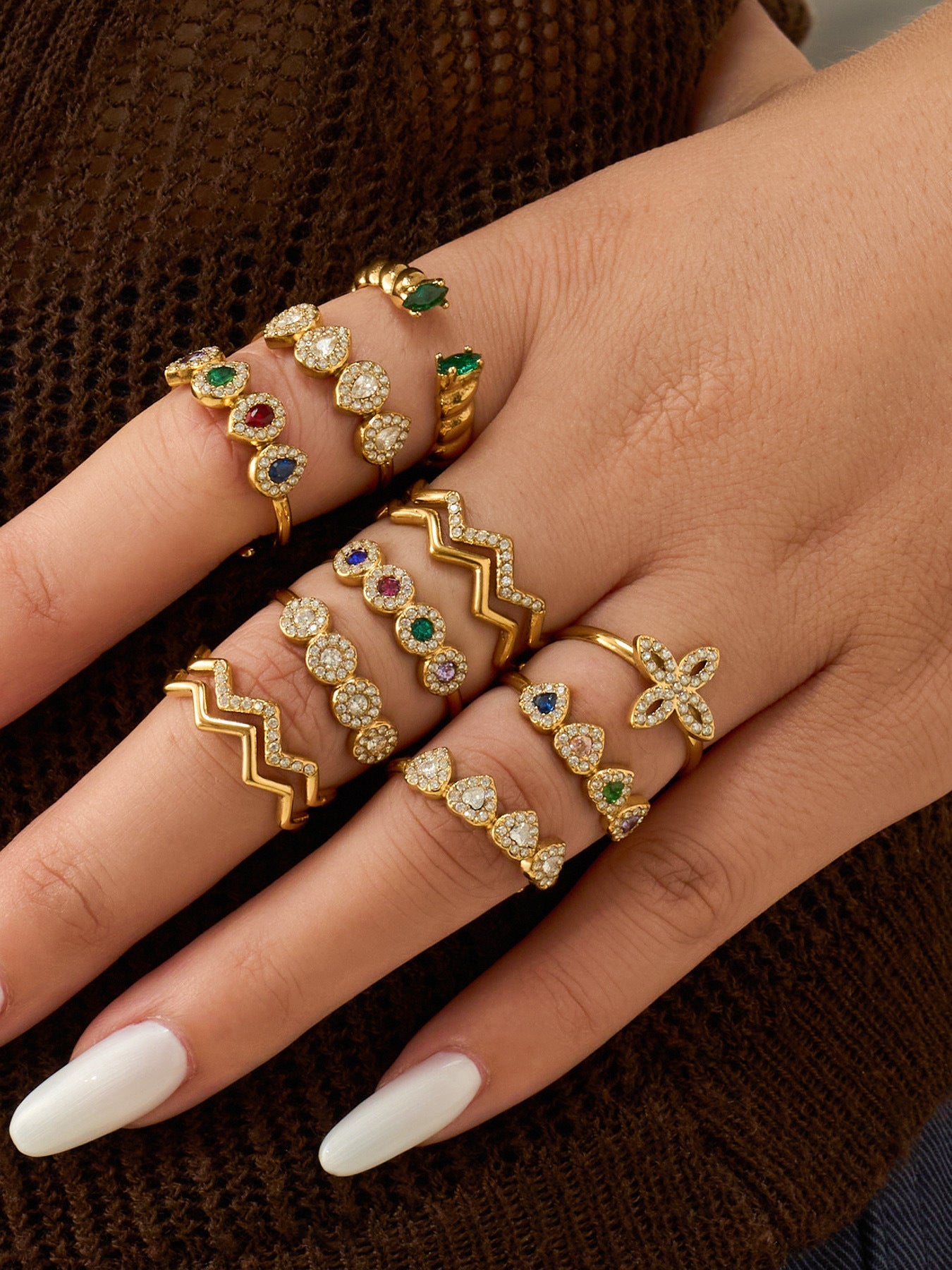 Zircon & Glass Stone Rings