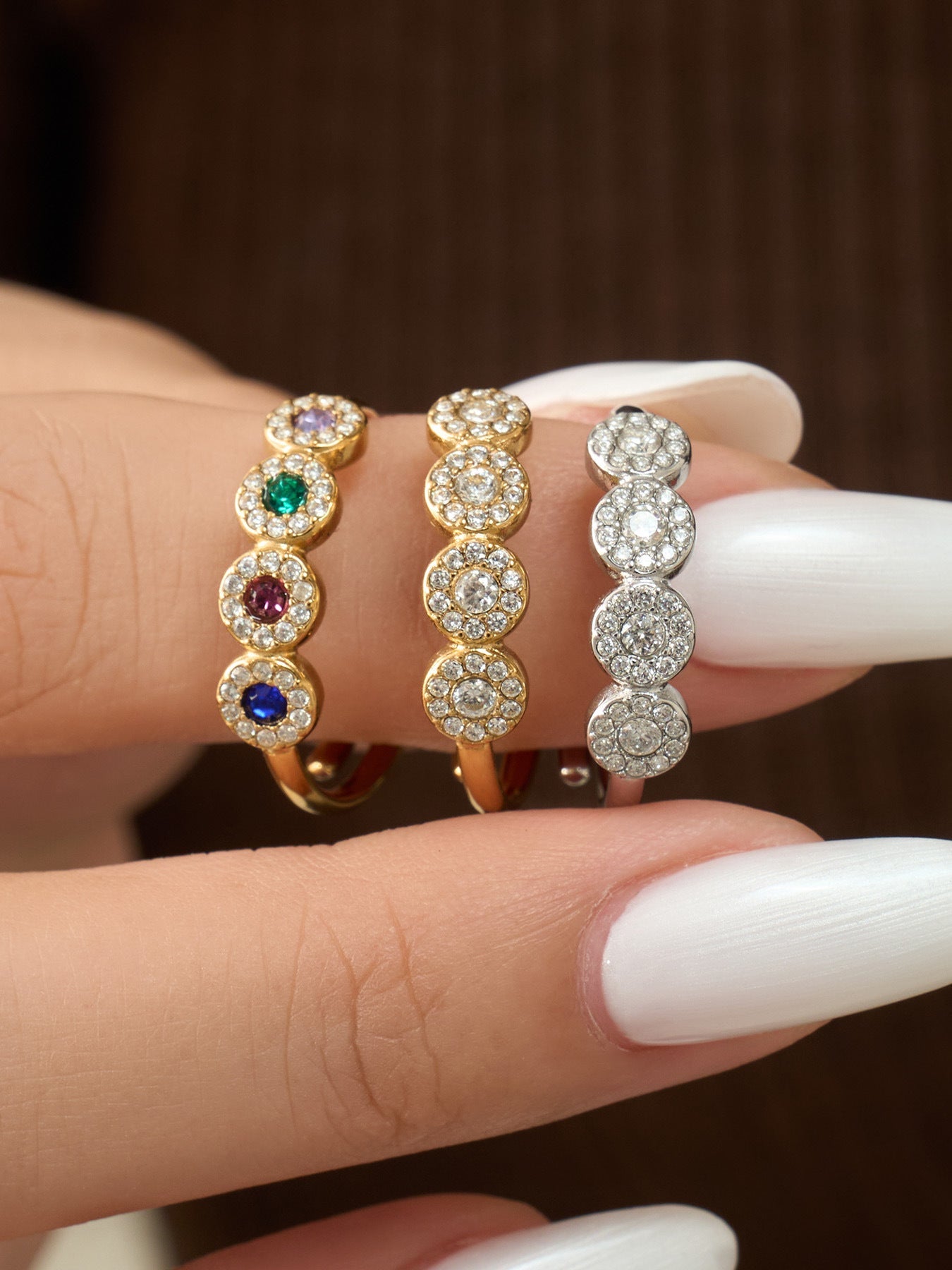 Zircon & Glass Stone Rings