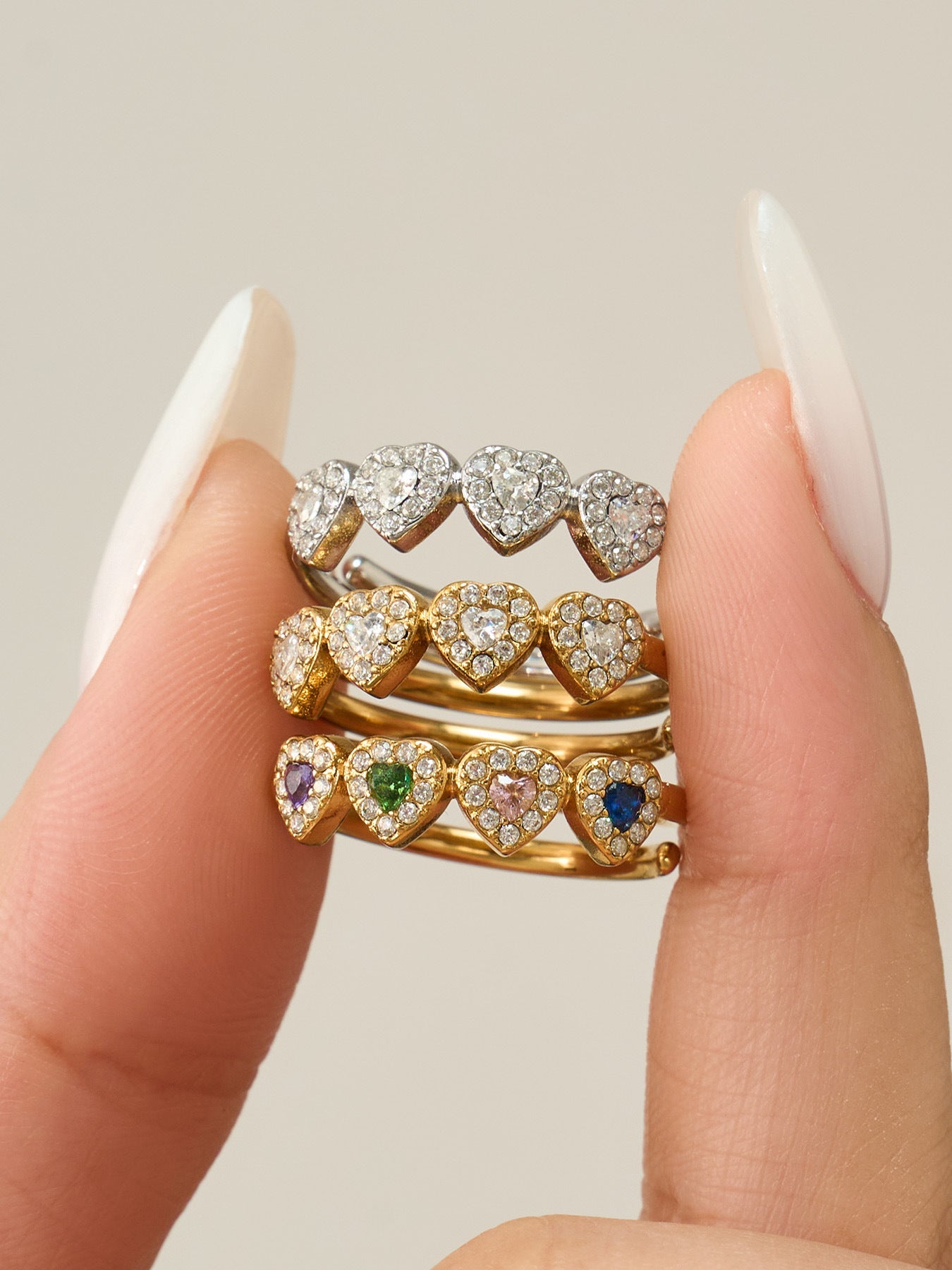 Zircon & Glass Stone Rings