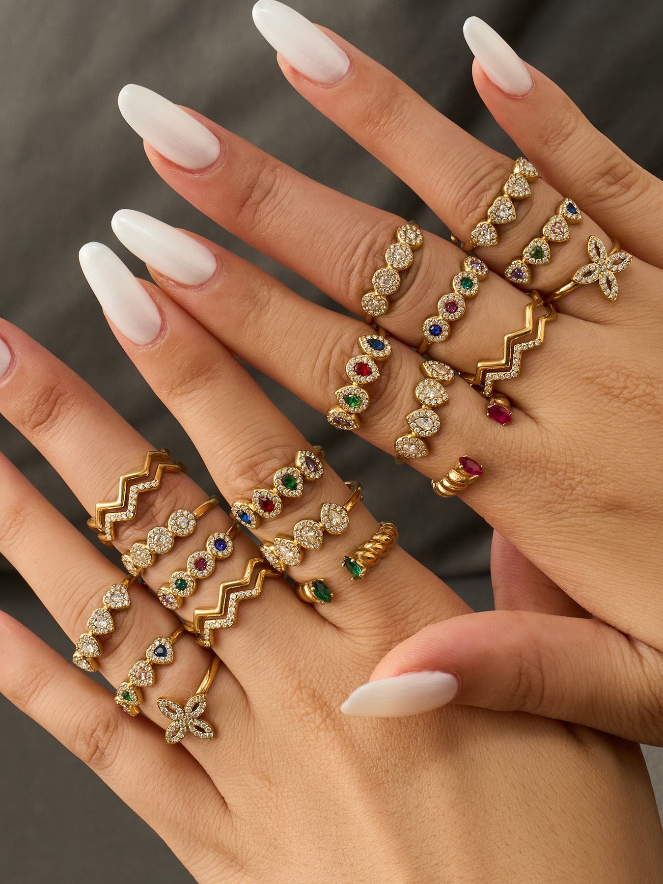 Zircon & Glass Stone Rings