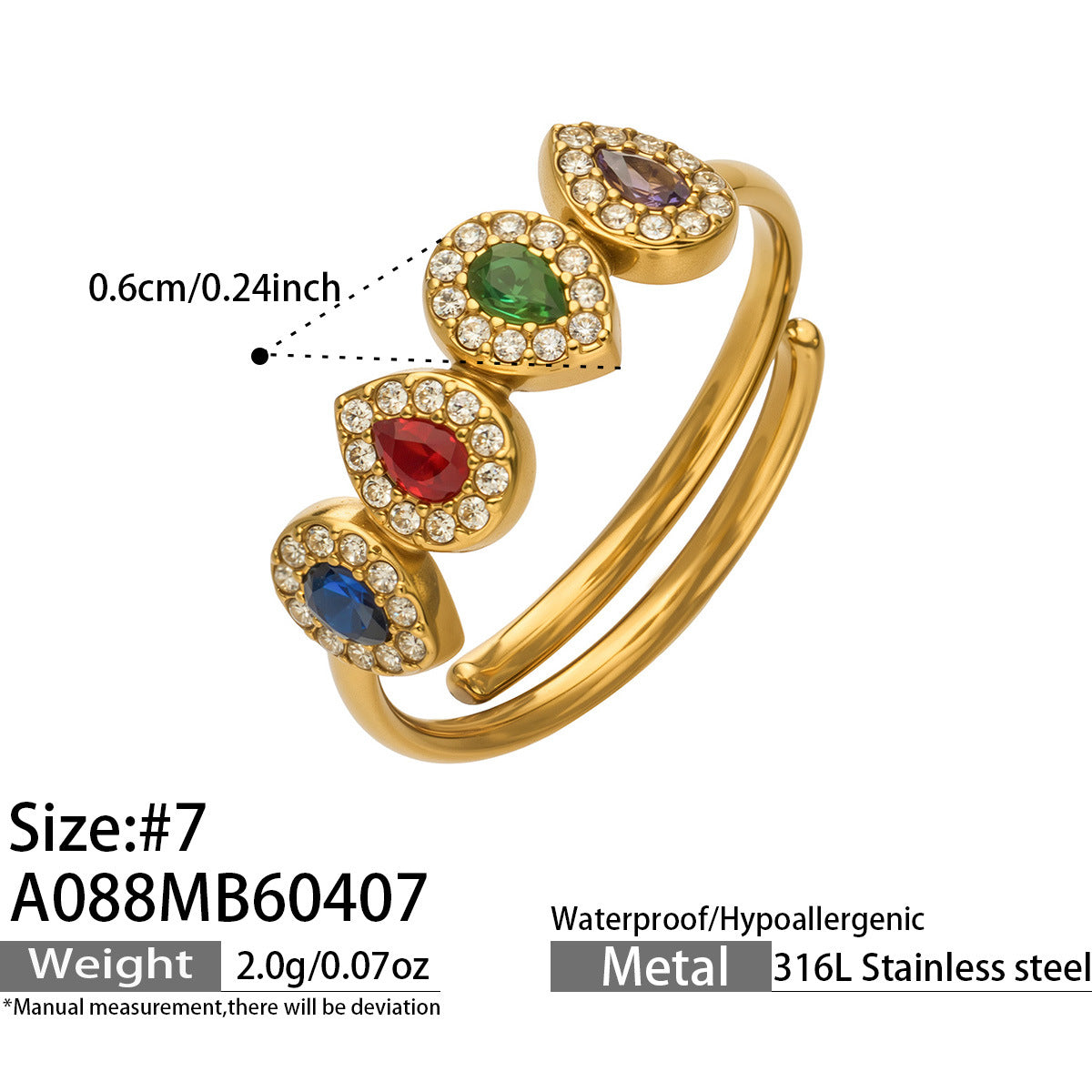 Zircon & Glass Stone Rings