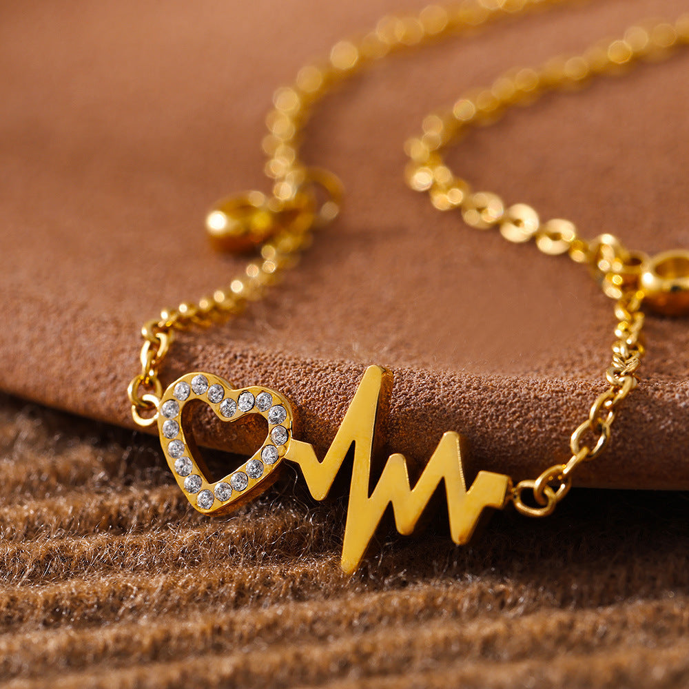 Heartbeat Zircon Anklet | 18K Gold