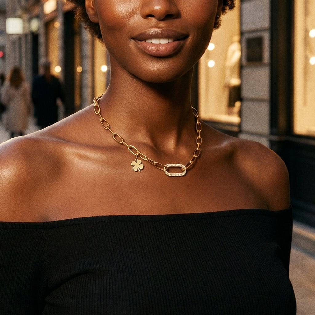 Zircon Lock Pendant Necklace