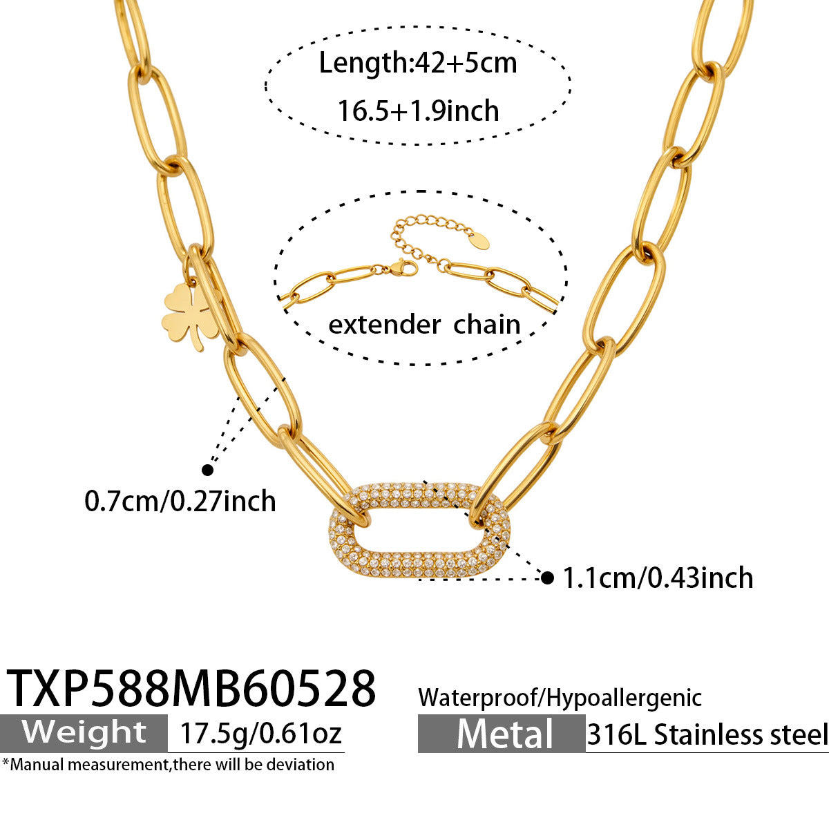 Zircon Lock Pendant Necklace